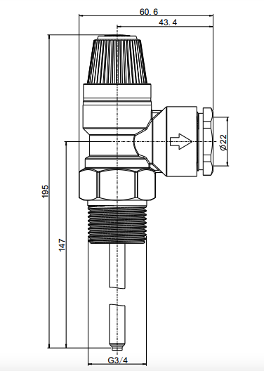 34x22mm T&P relief valve 6bar