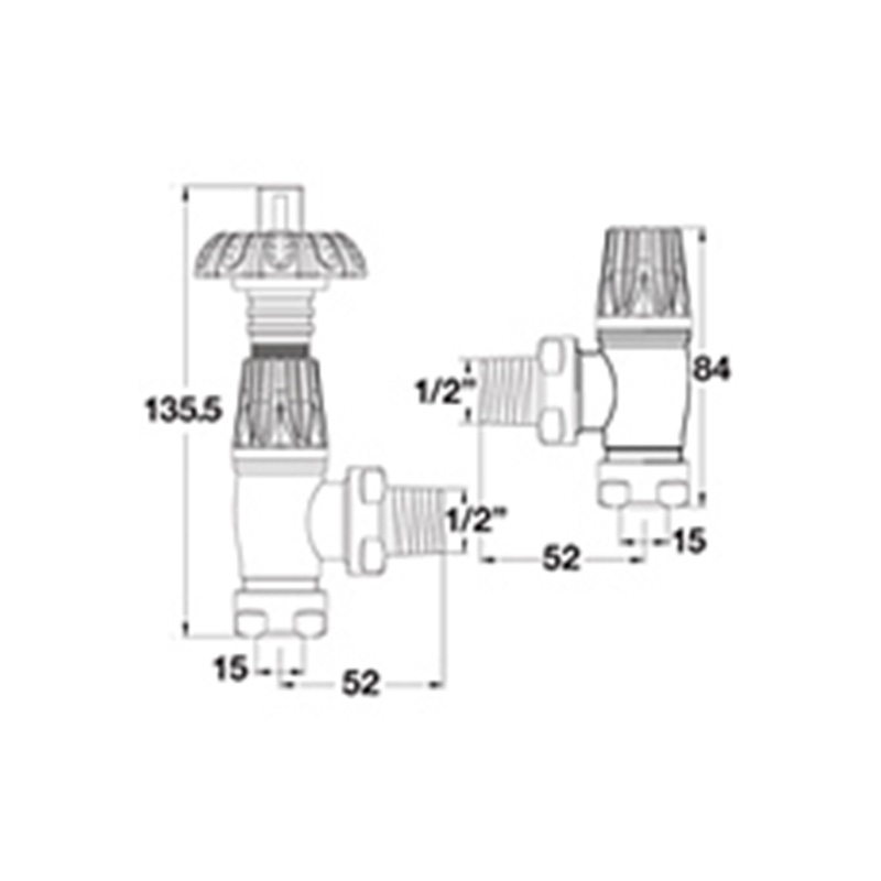 BiWorld Controls Bentley Gothic Silver Nickel TRV & Lockshield Valve Set