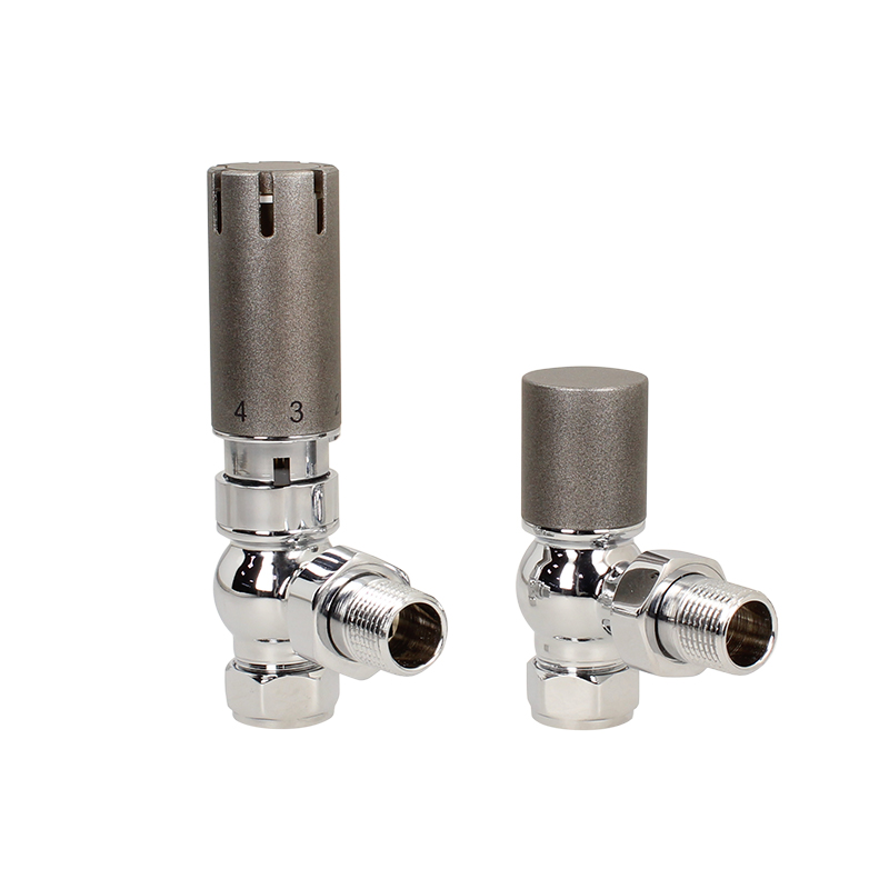 Greened House Milano Angled Chrome 10mm Towel Rail Valves 1/2" /10mm